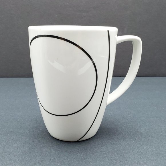 Corelle Coordinates Simple Lines Porcelain Mugs White Mugs Black Lines Circles - Picture 5 of 10